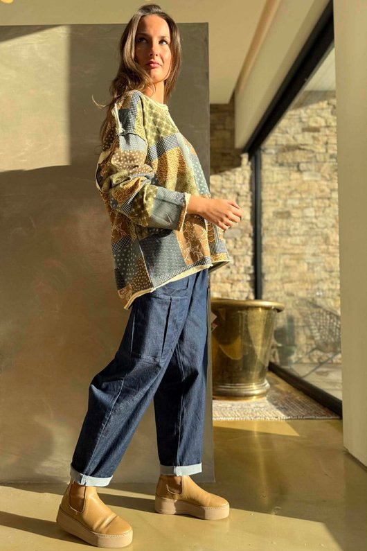 Hippie Shake Patchwork Sweatshirt Stone